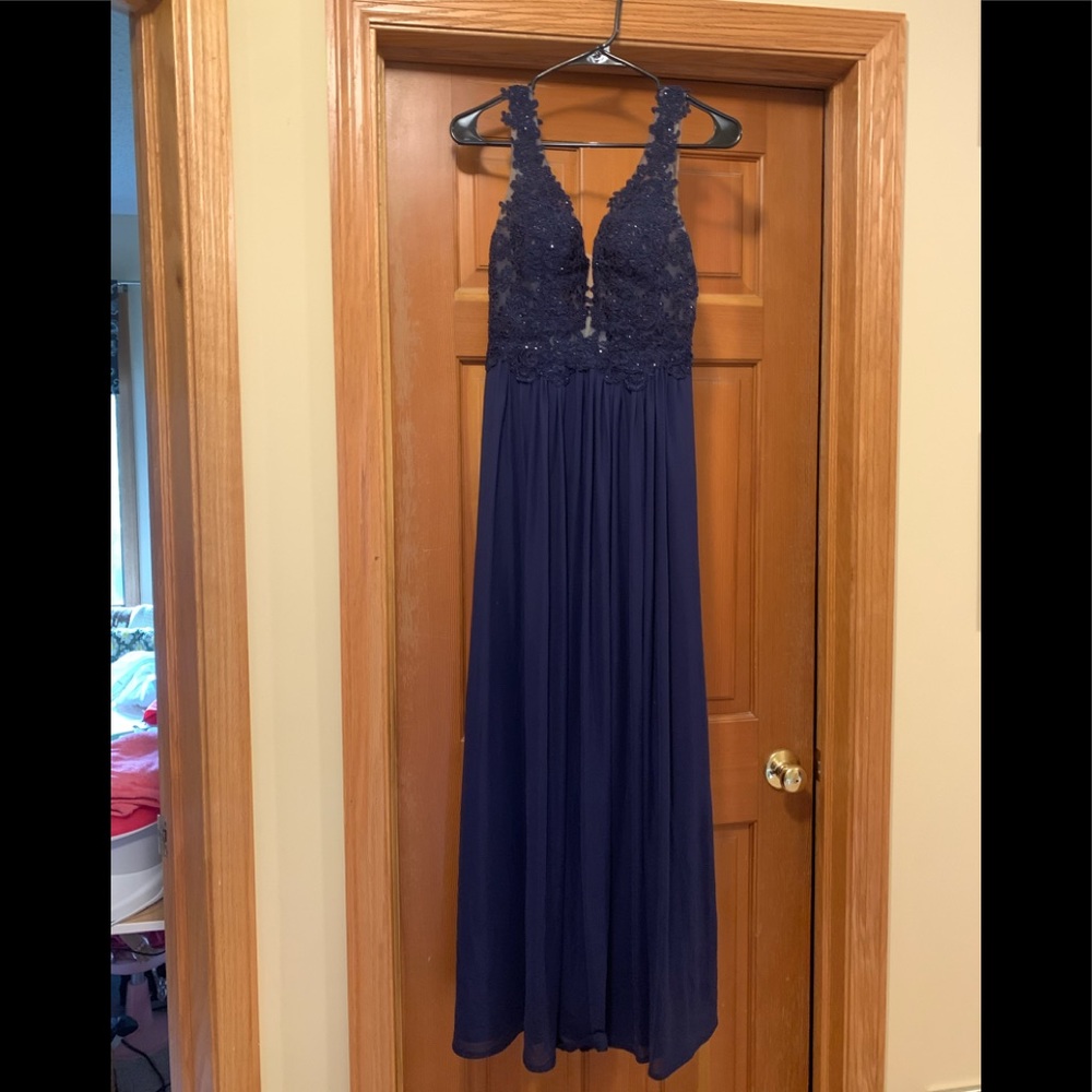 Navy Blue Sherri Hill Prom Dress